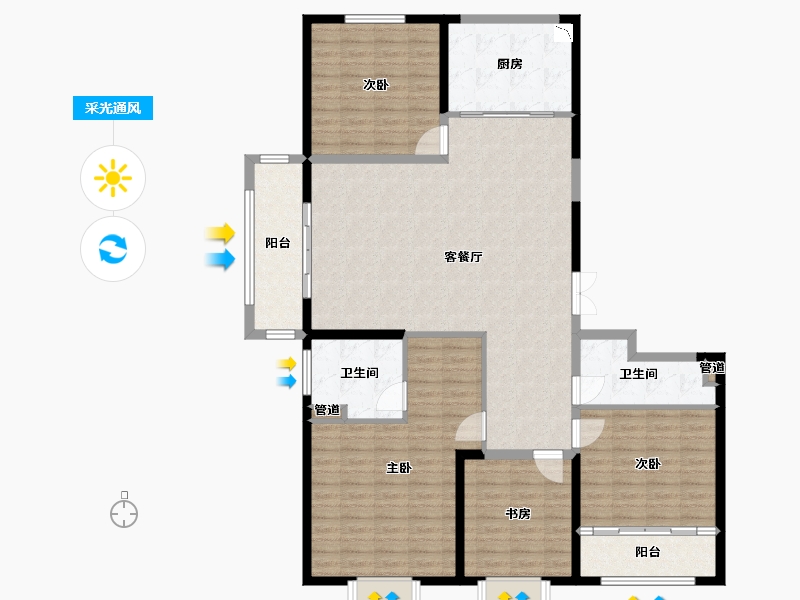 山东省-菏泽市-菏泽当代城MOMΛ-144.00-户型库-采光通风