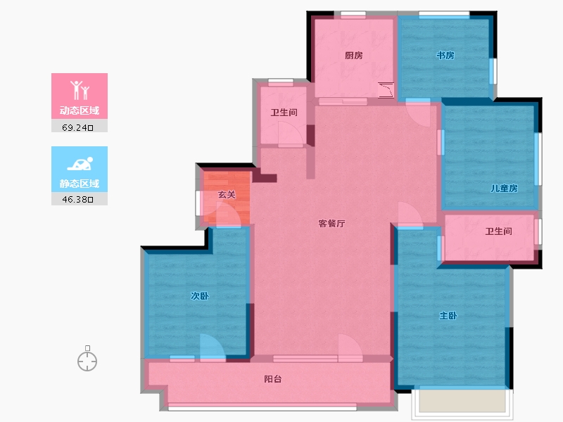 山东省-青岛市-世茂香奈公馆-101.64-户型库-动静分区