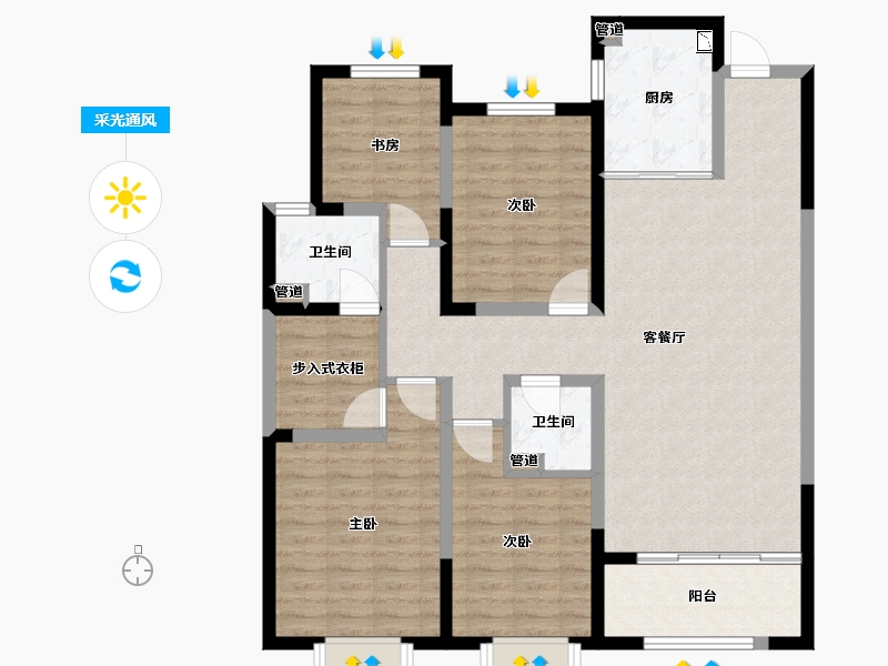 山东省-菏泽市-菏泽当代城MOMΛ-112.00-户型库-采光通风