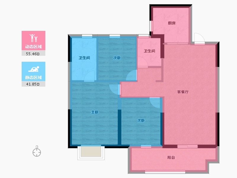 河南省-洛阳市-绿都金科天辰-87.18-户型库-动静分区