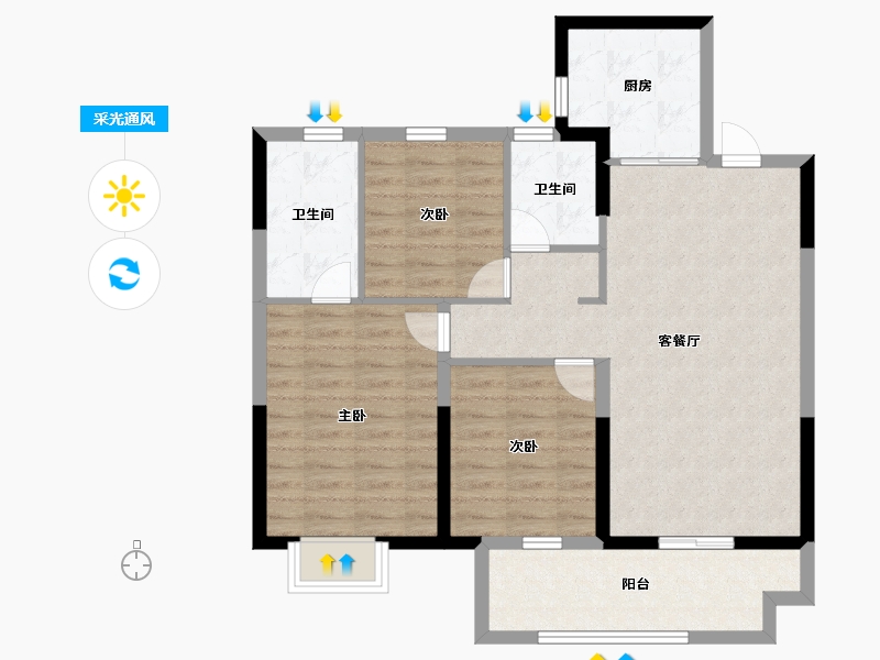 河南省-洛阳市-绿都金科天辰-87.18-户型库-采光通风