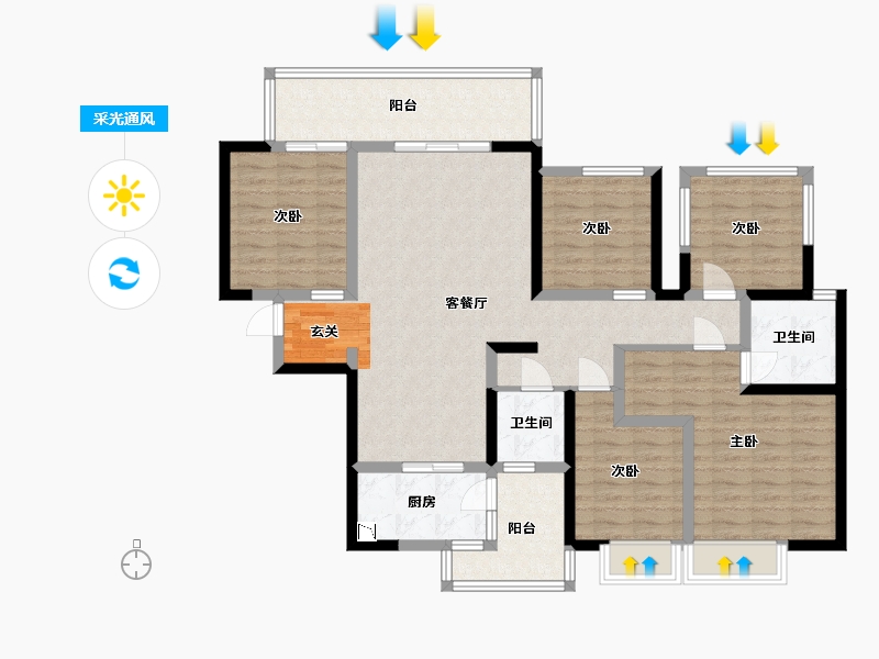 广西壮族自治区-南宁市-路桥壮美山湖-119.03-户型库-采光通风