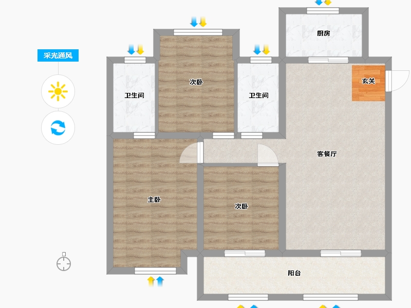 山东省-德州市-东方紫苑-90.00-户型库-采光通风