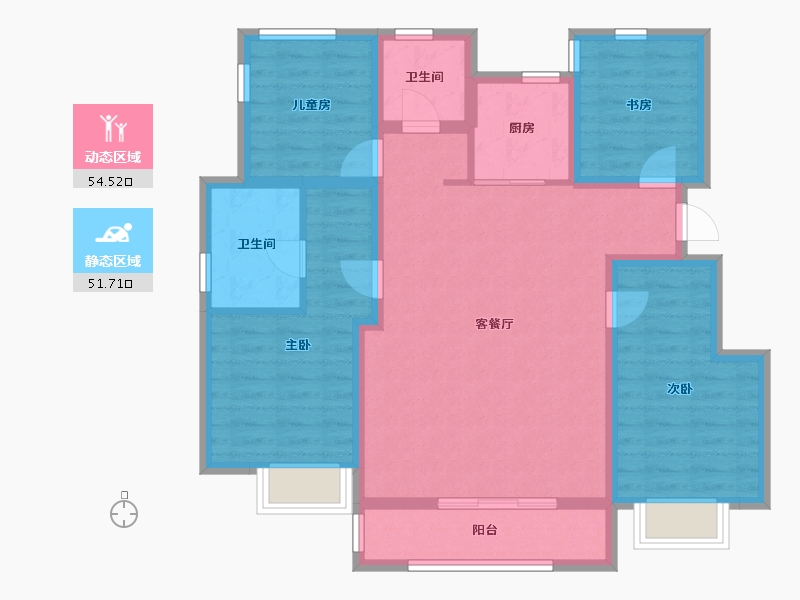 安徽省-合肥市-绿都地产少荃府-94.31-户型库-动静分区