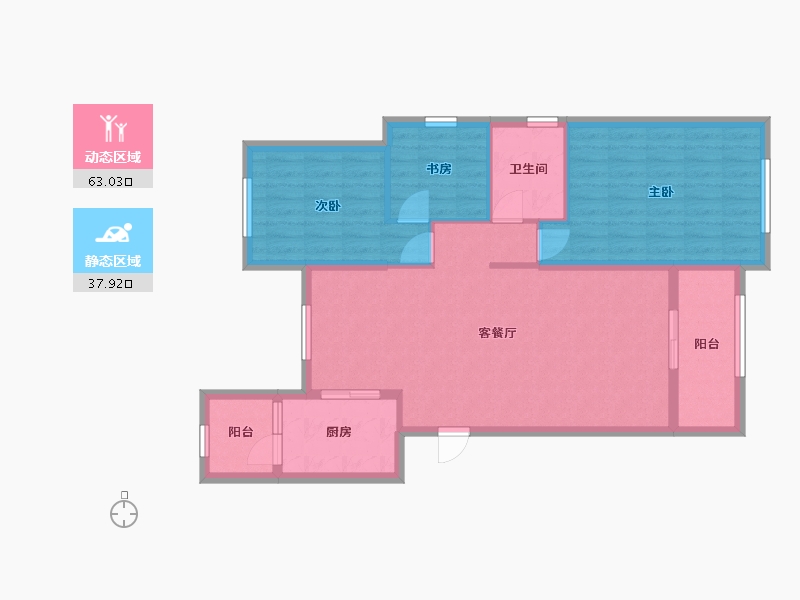 辽宁省-大连市-龙湖舜山府-90.98-户型库-动静分区