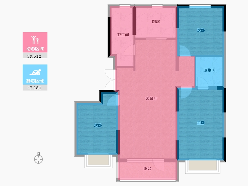 吉林省-长春市-保利和府-95.60-户型库-动静分区