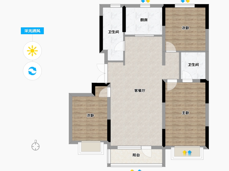 吉林省-长春市-保利和府-95.60-户型库-采光通风