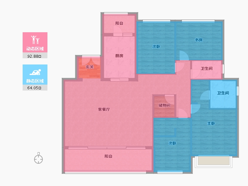 重庆-重庆市-荣安柳岸潮鸣-143.75-户型库-动静分区