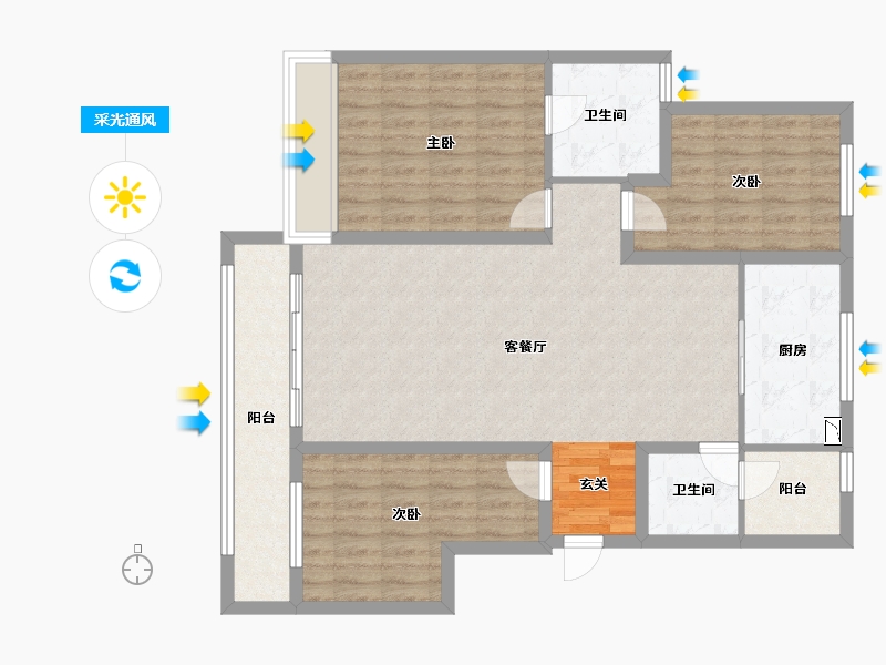 辽宁省-沈阳市-保利中粮·堂悦-103.58-户型库-采光通风