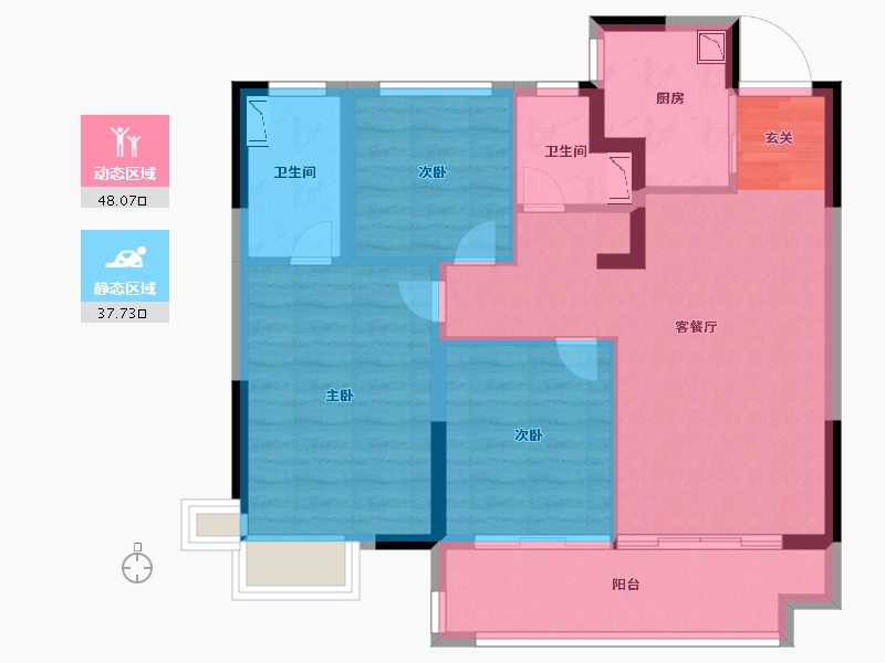 江苏省-南京市-荣盛・茉湖书苑-76.00-户型库-动静分区