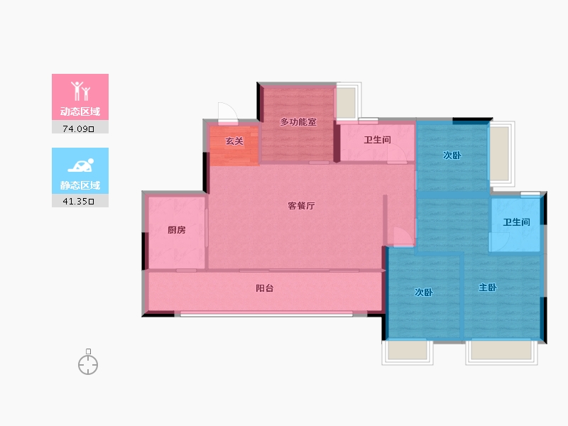 重庆-重庆市-新天泽樾麓台-104.87-户型库-动静分区