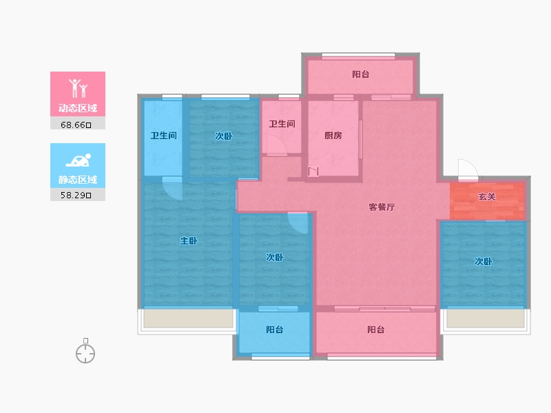 甘肃省-天水市-碧桂园御府-113.30-户型库-动静分区