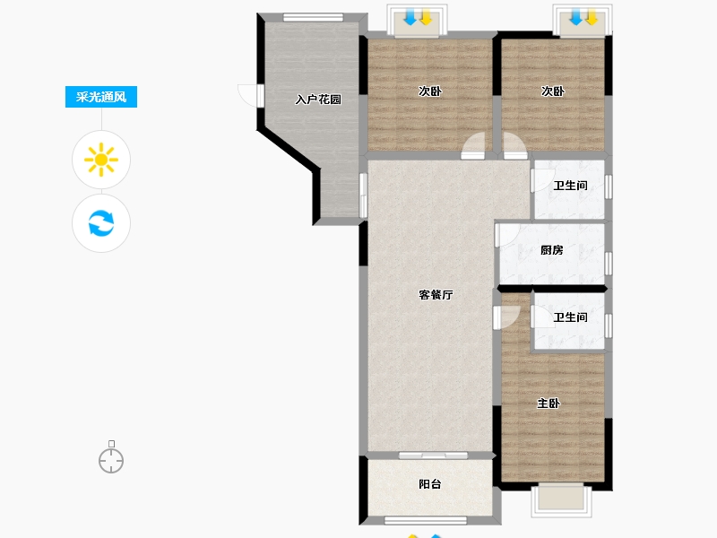 河南省-南阳市-水韵绿城-117.00-户型库-采光通风