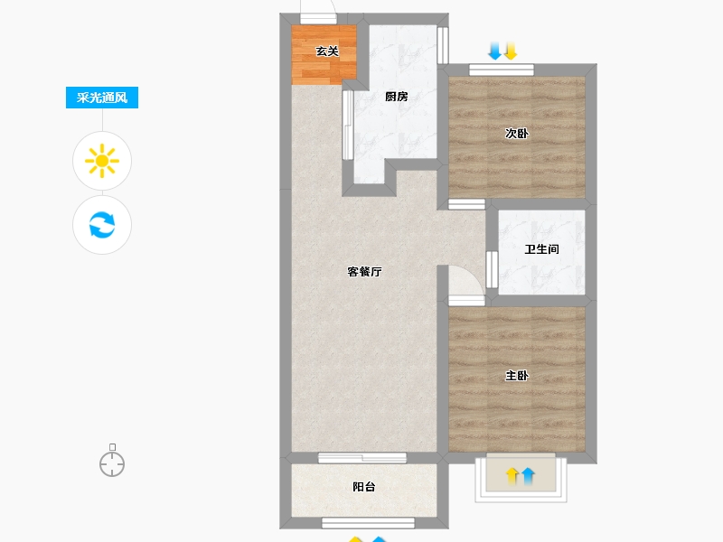 北京-北京市-融创・奥城-55.56-户型库-采光通风