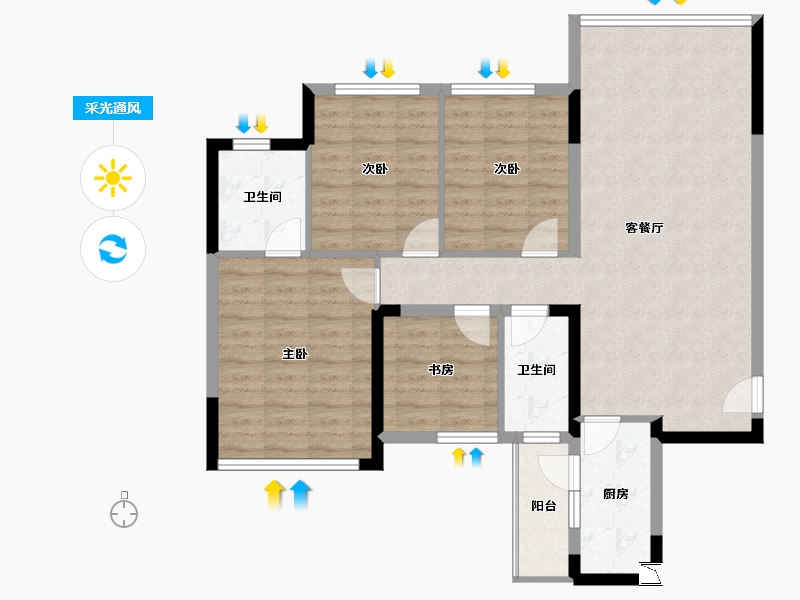 四川省-成都市-崇州-94.74-户型库-采光通风