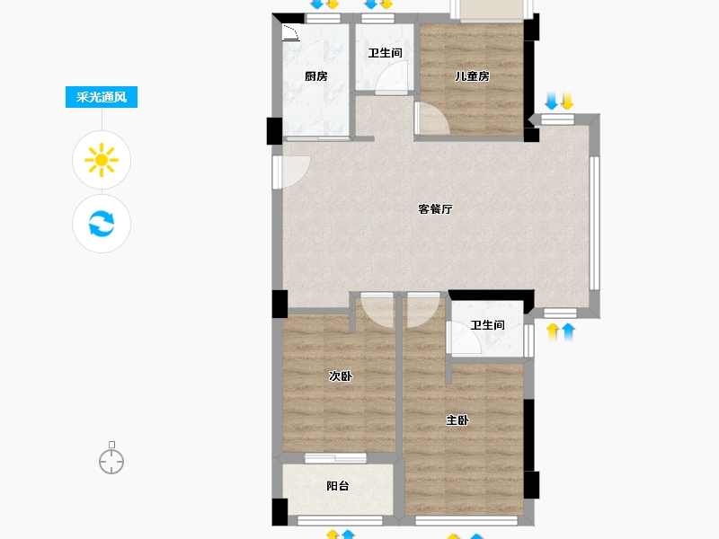 福建省-福州市-滨海・橙里-71.78-户型库-采光通风