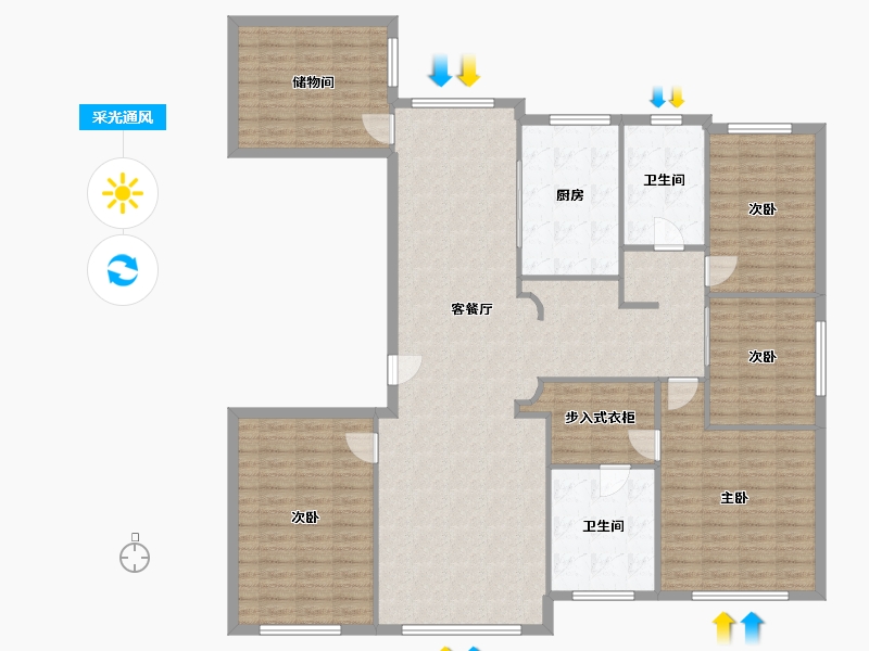 辽宁省-大连市-紫御东方-164.56-户型库-采光通风