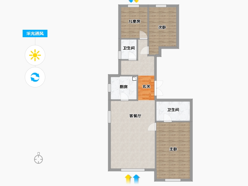 北京-北京市-西山上品湾MOMA-92.54-户型库-采光通风