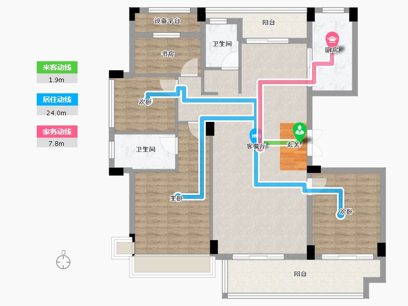 湖北省-咸宁市-东城时代-119.43-户型库-动静线