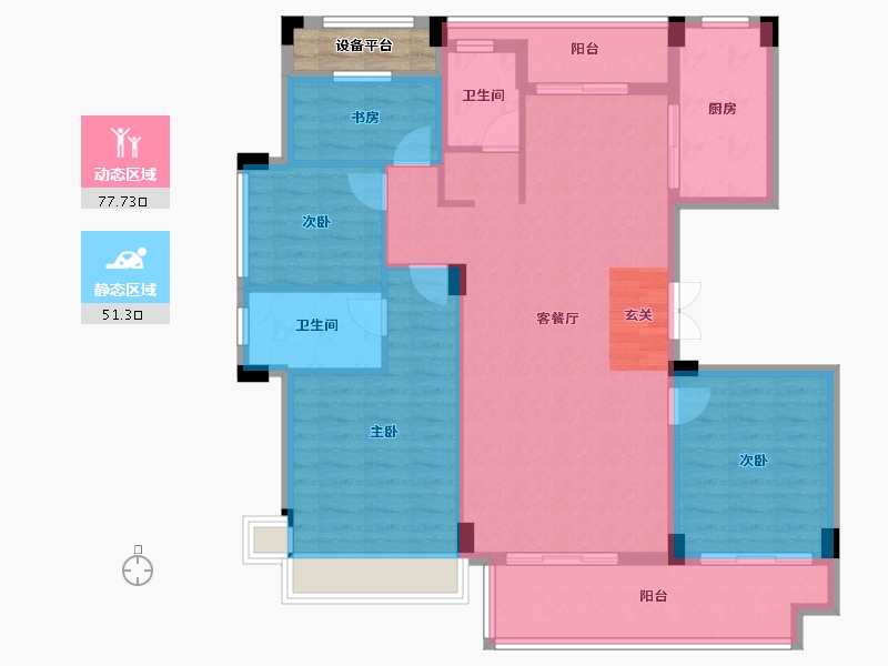 湖北省-咸宁市-东城时代-119.43-户型库-动静分区