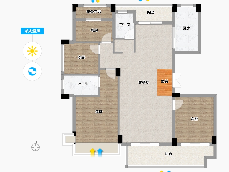 湖北省-咸宁市-东城时代-119.43-户型库-采光通风