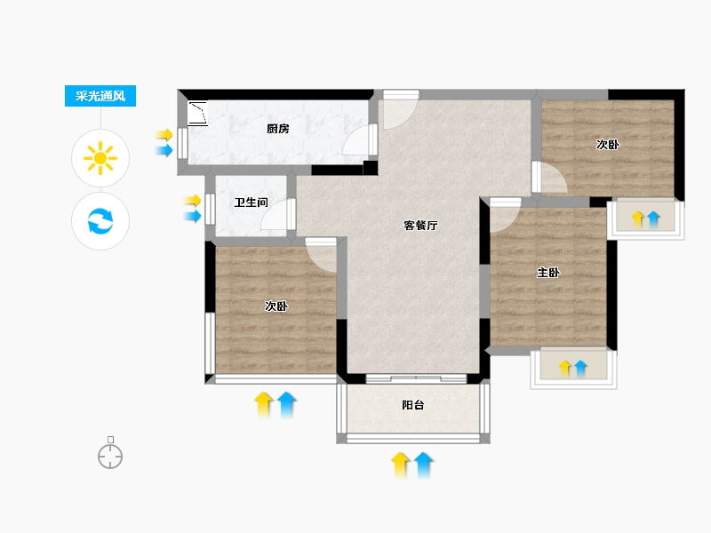 四川省-德阳市-顺兴琥珀城-71.39-户型库-采光通风