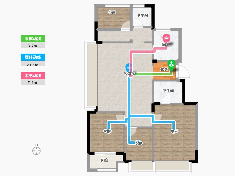 浙江省-杭州市-嘉裕天城二期-91.09-户型库-动静线