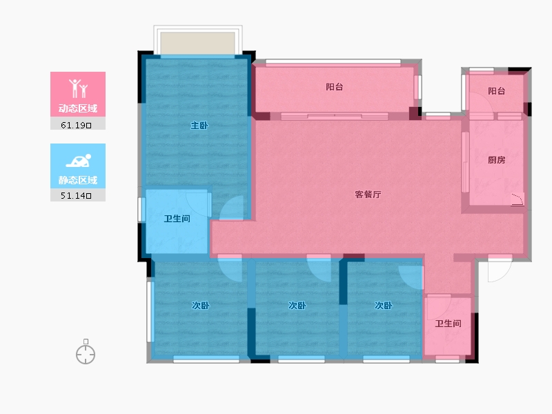 四川省-绵阳市-东原华宇-99.94-户型库-动静分区