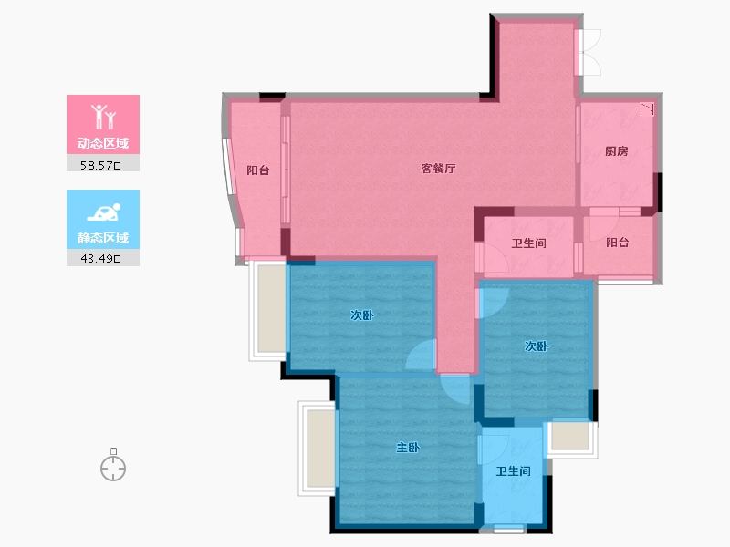 重庆-重庆市-金科金砂水岸-91.24-户型库-动静分区