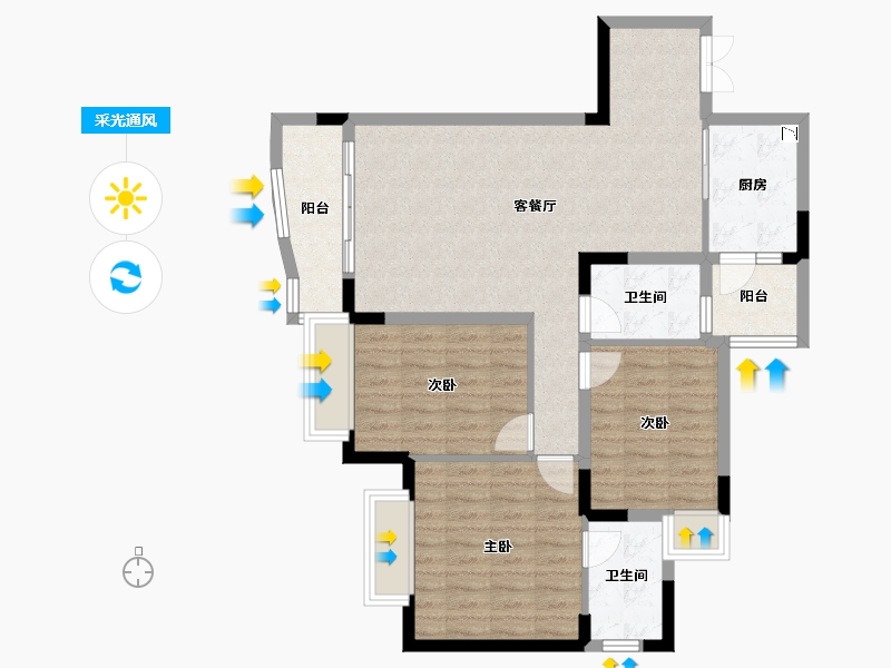 重庆-重庆市-金科金砂水岸-91.24-户型库-采光通风