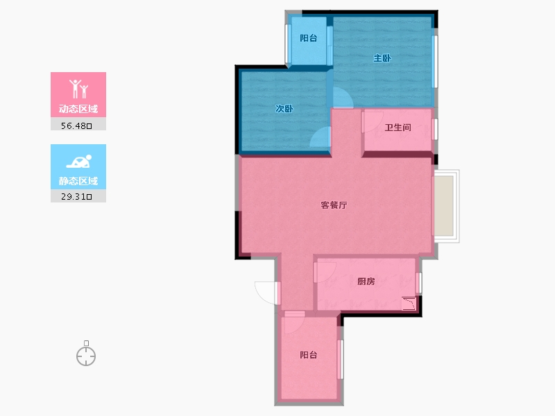 湖北省-襄阳市-东津世纪城-76.64-户型库-动静分区