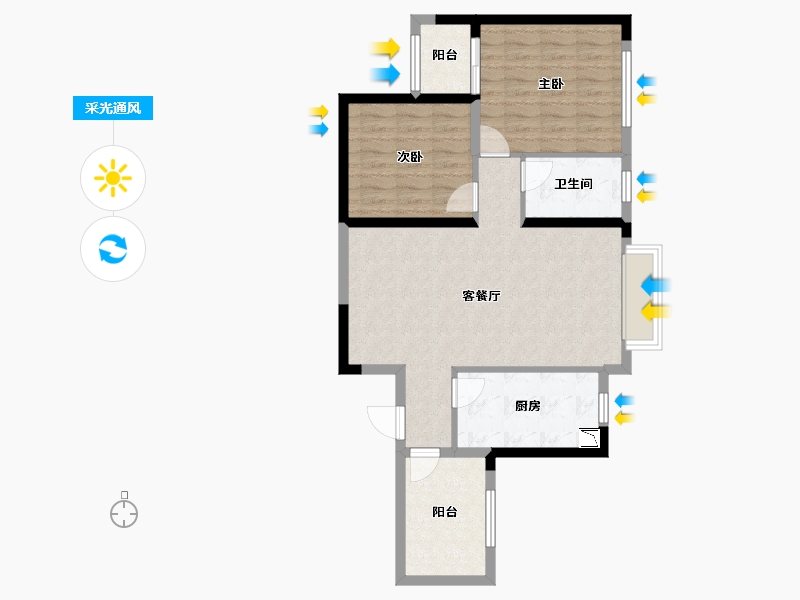 湖北省-襄阳市-东津世纪城-76.64-户型库-采光通风