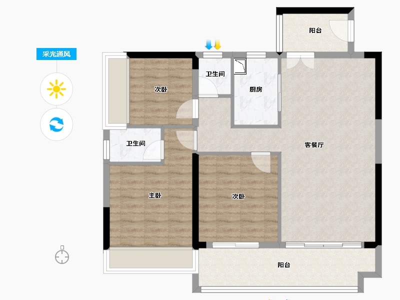 广东省-肇庆市-百盈花园-91.36-户型库-采光通风