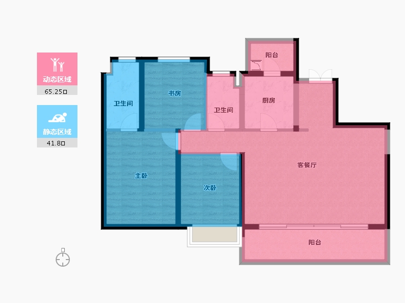 陕西省-西安市-招商雍景湾-96.03-户型库-动静分区