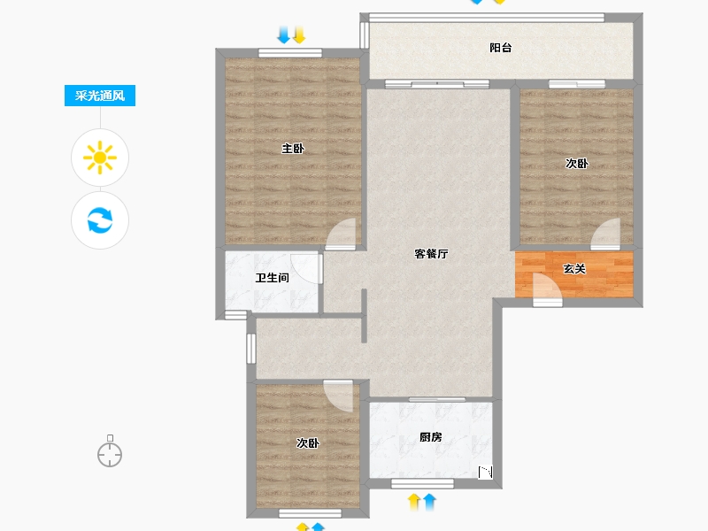 江苏省-常州市-溧阳市碧桂园-104.07-户型库-采光通风