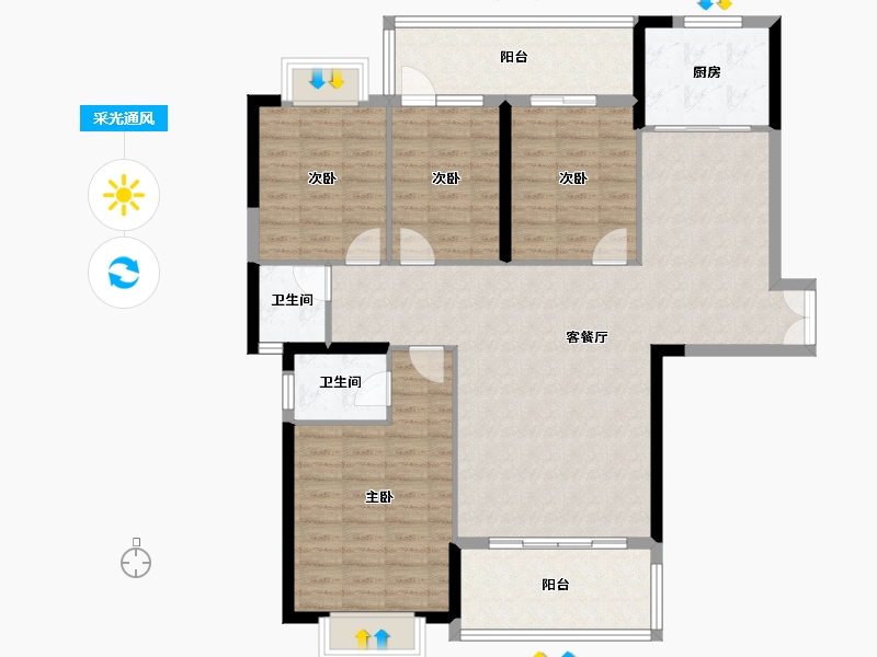 湖南省-永州市-永华壹号-125.78-户型库-采光通风