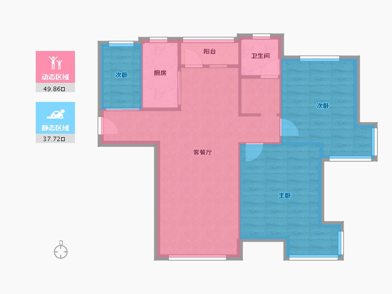 辽宁省-大连市-大连大华锦绣华城1期-79.44-户型库-动静分区