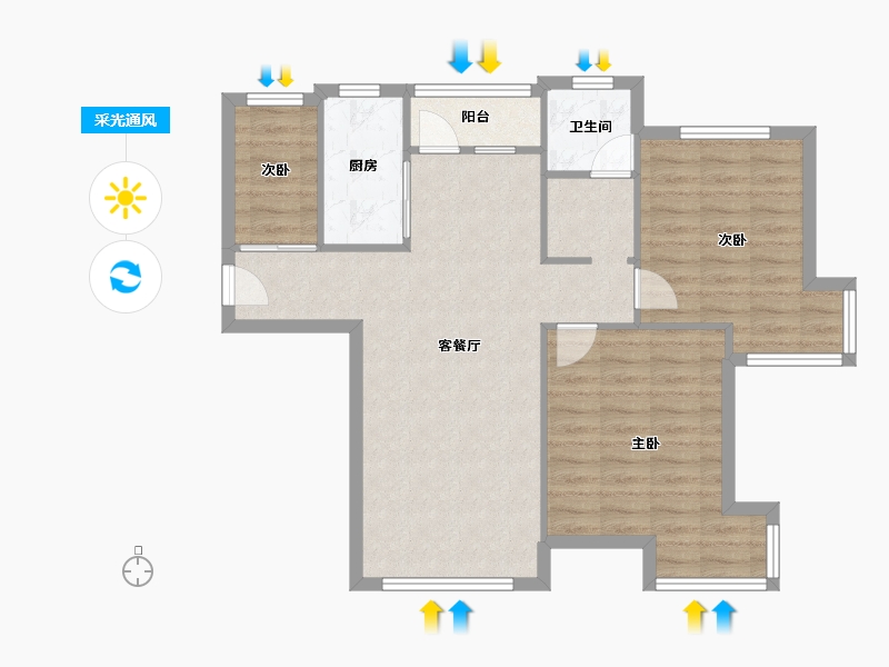 辽宁省-大连市-大连大华锦绣华城1期-79.44-户型库-采光通风