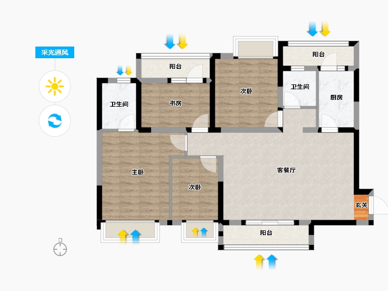 四川省-成都市-白鹤一号-94.82-户型库-采光通风