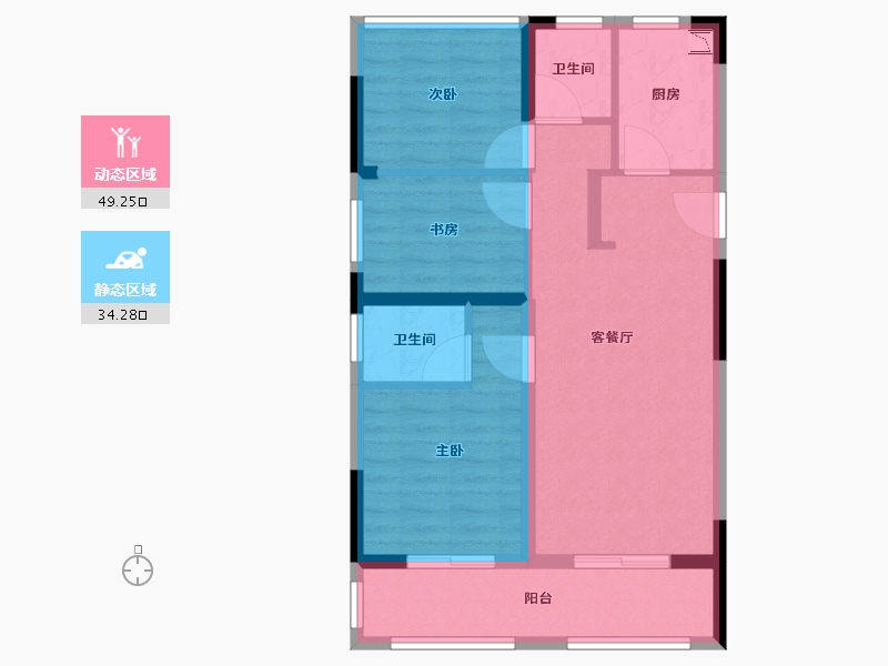 江苏省-苏州市-越秀江南悦府-74.25-户型库-动静分区