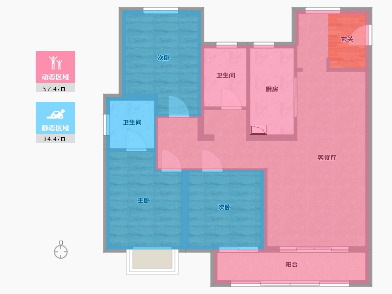 北京-北京市-旭阳・北国森林-82.63-户型库-动静分区