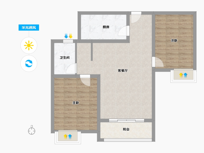 陕西省-西安市-盛唐毓城-73.00-户型库-采光通风