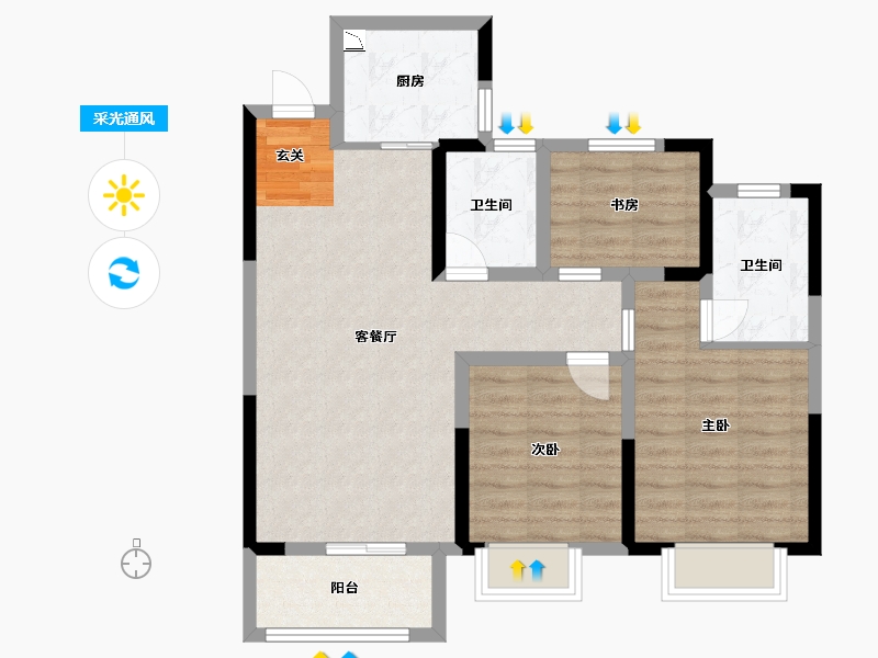 河南省-洛阳市-华耀城佳兆业水岸新都-78.00-户型库-采光通风