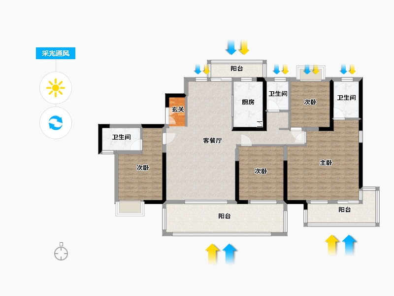 湖南省-长沙市-润和湘江天地-144.56-户型库-采光通风