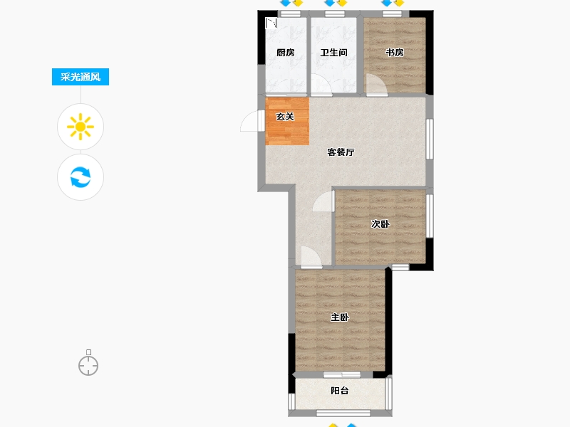 浙江省-嘉兴市-旭弘春熙苑-64.57-户型库-采光通风