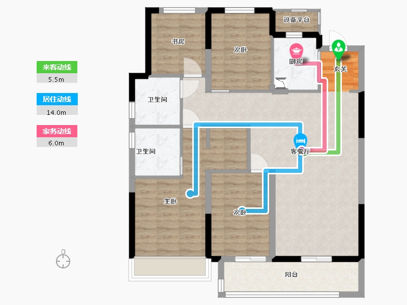 浙江省-嘉兴市-万科・泊樾湾-99.17-户型库-动静线