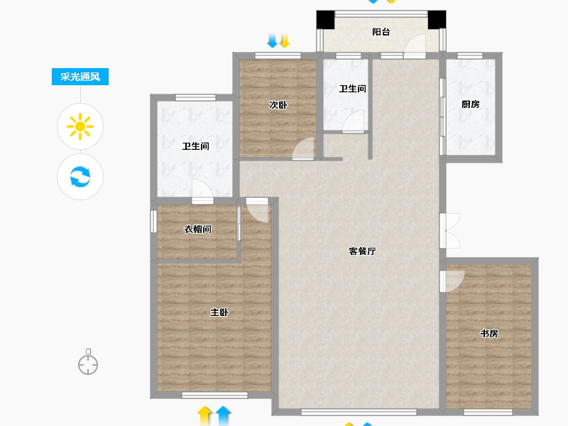 黑龙江省-哈尔滨市-磐石・金江悦-142.27-户型库-采光通风