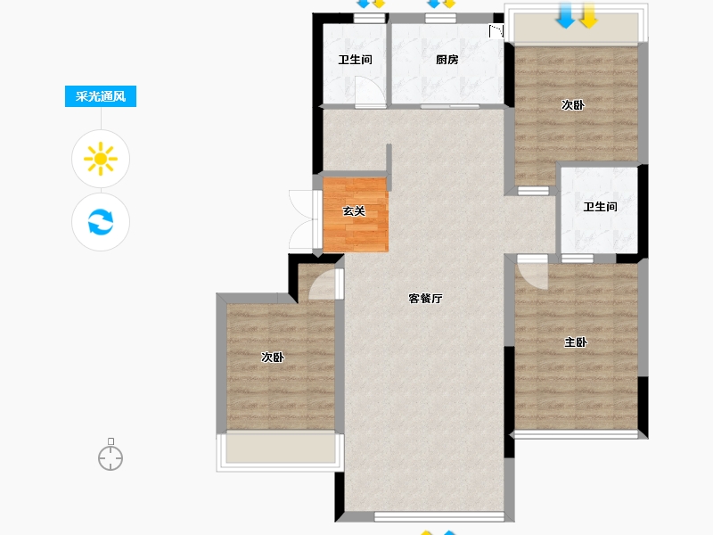 吉林省-长春市-保利时光印象-93.01-户型库-采光通风