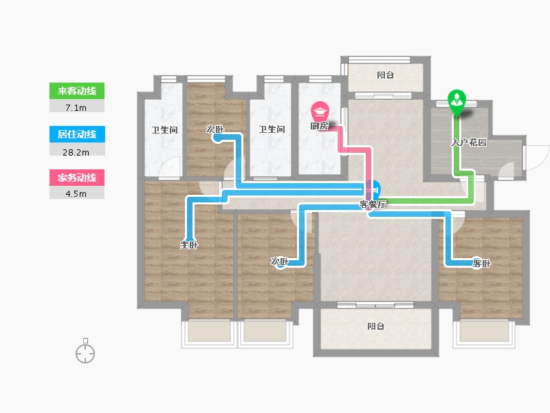 湖南省-长沙市-碧桂园荟隽棠-108.31-户型库-动静线