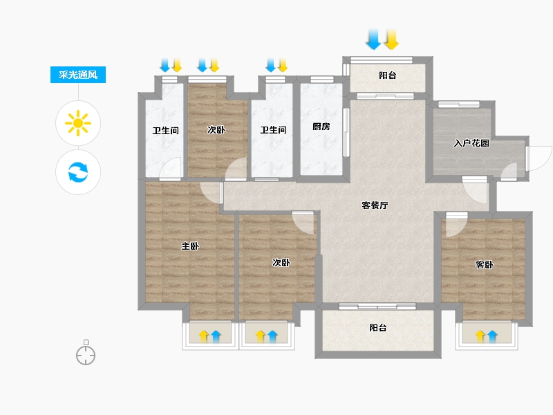 湖南省-长沙市-碧桂园荟隽棠-108.31-户型库-采光通风